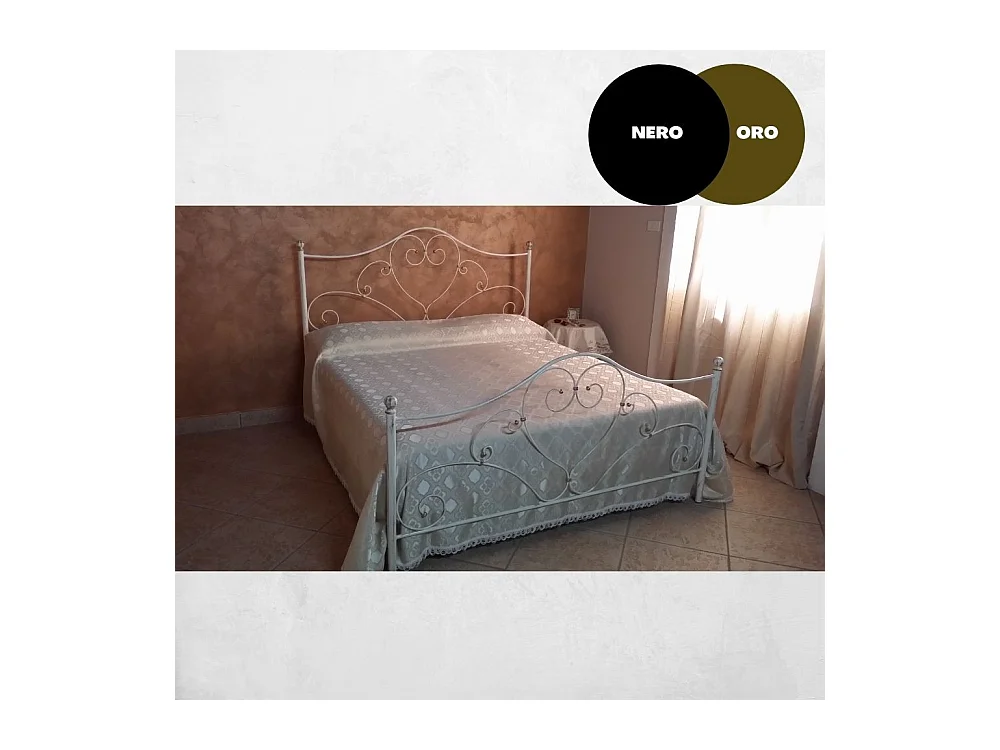 Letto matrimoniale ferro battuto Papavero colore nero oro