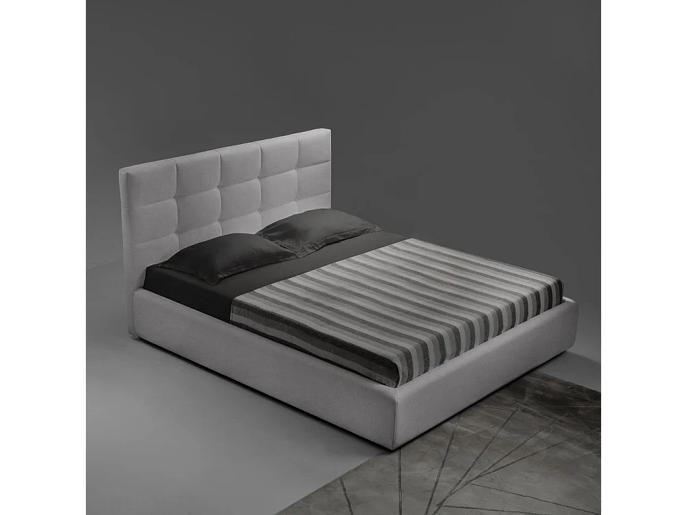 Letto matrimoniale con contenitore Napoli tessuto colore grigio