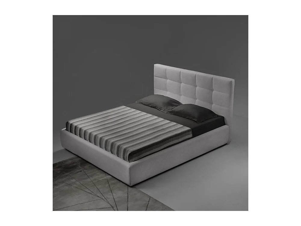 Letto matrimoniale con contenitore Napoli tessuto colore grigio