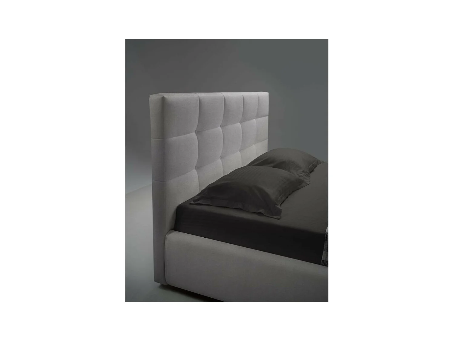 Letto matrimoniale con contenitore Napoli tessuto colore grigio