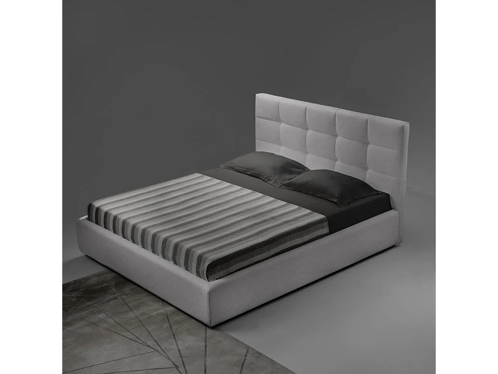 Letto matrimoniale con contenitore Napoli tessuto colore grigio
