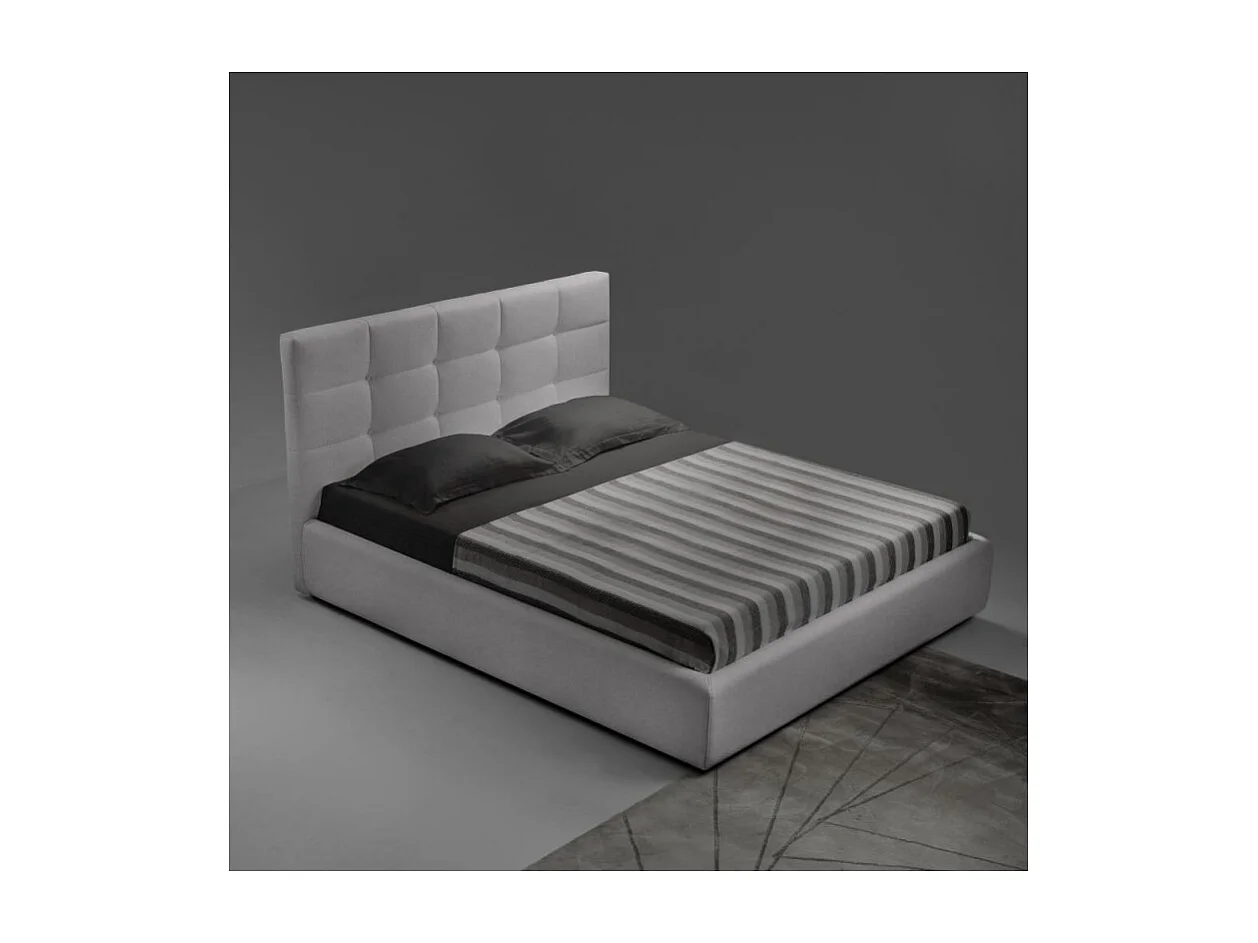 Letto matrimoniale con contenitore Napoli tessuto colore grigio