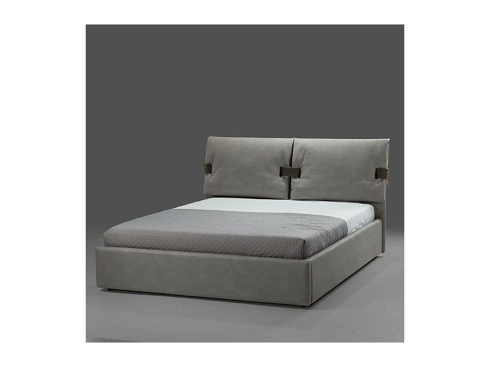 Letto matrimoniale contenitore Grenoble nabuk colore grigio