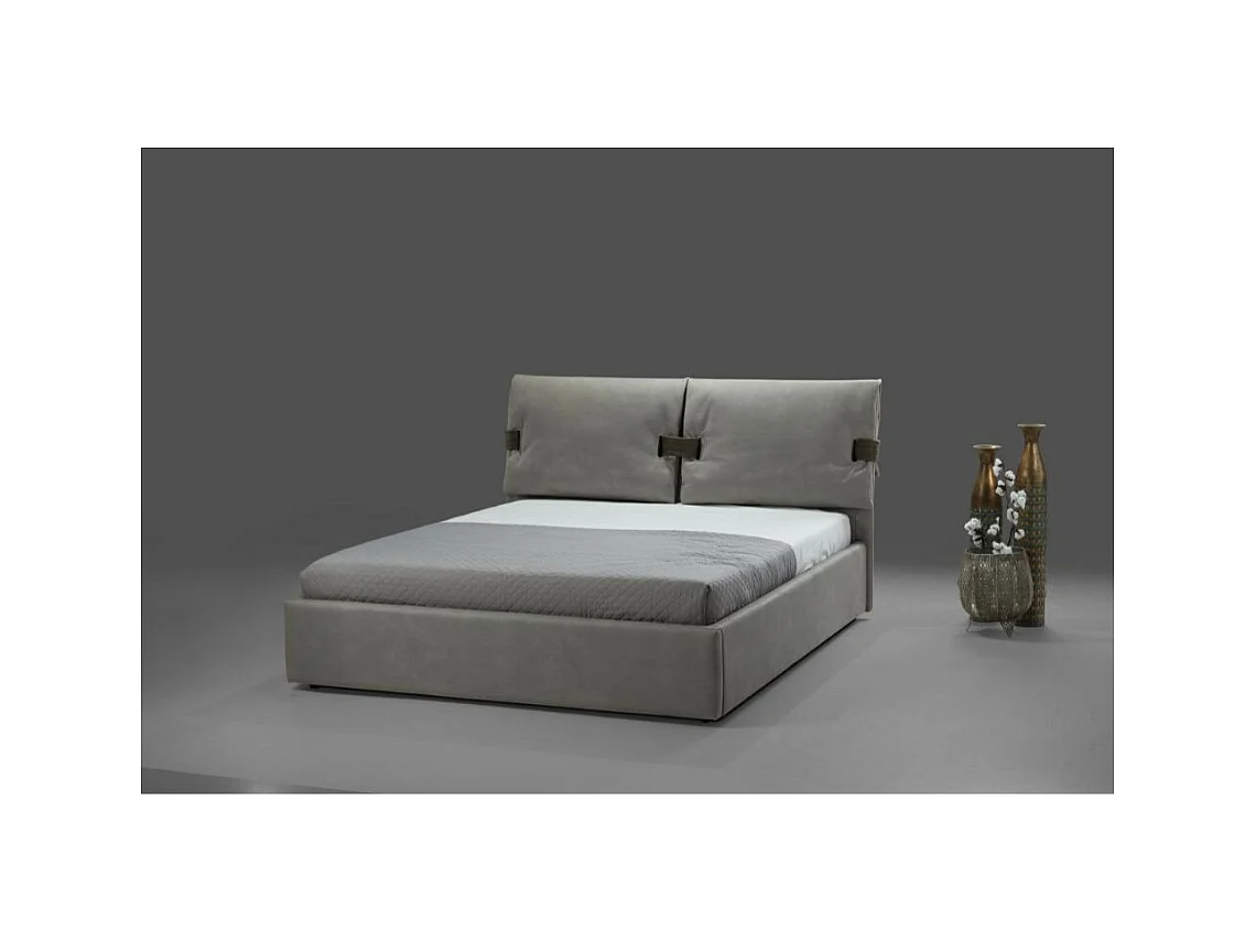 Letto matrimoniale contenitore Grenoble nabuk colore grigio