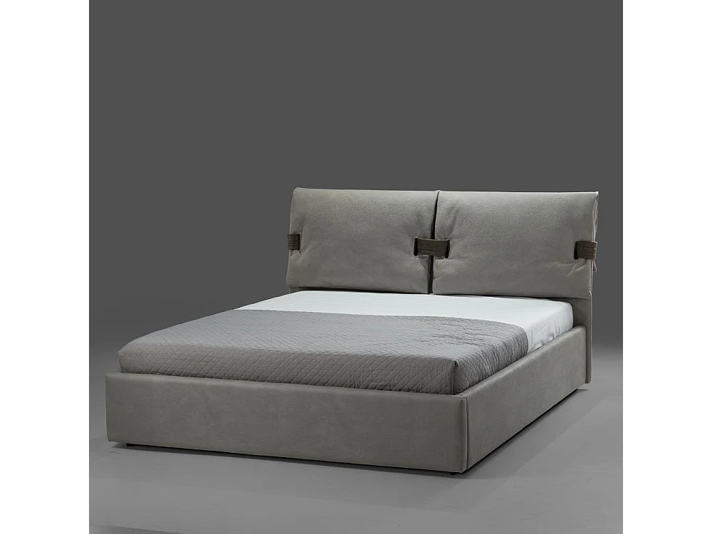 Letto matrimoniale contenitore Grenoble nabuk colore grigio
