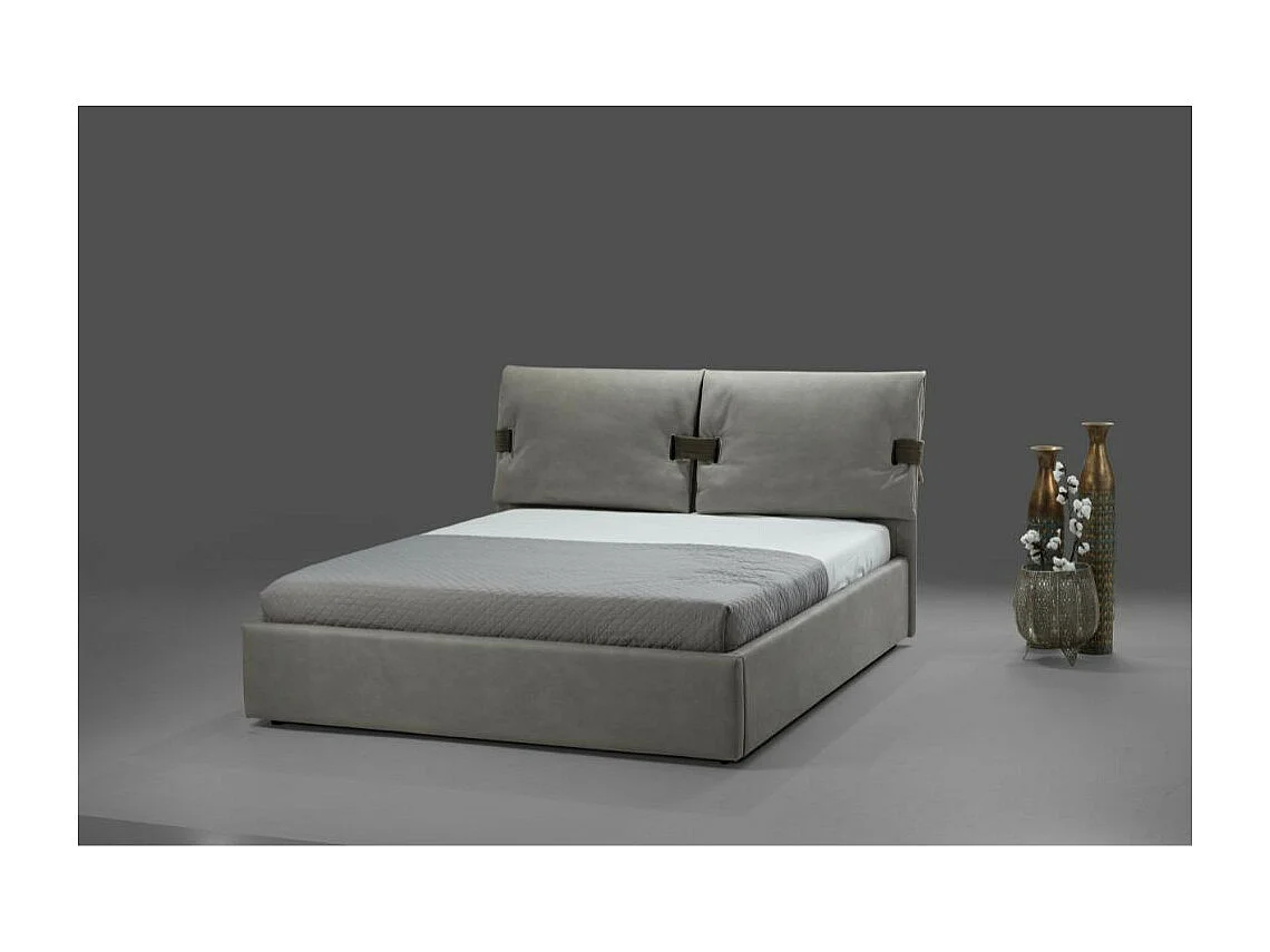 Letto matrimoniale contenitore Grenoble nabuk colore grigio
