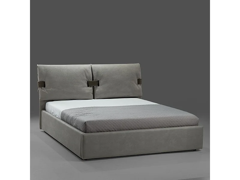 Letto matrimoniale contenitore Grenoble nabuk colore grigio