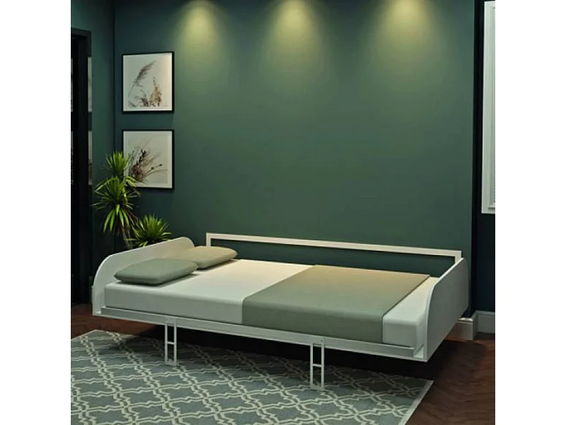 Letto matrimoniale a scomparsa Simple con apertura orizzontale bianco