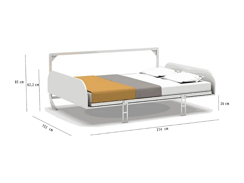 Letto matrimoniale a scomparsa Simple con apertura orizzontale bianco