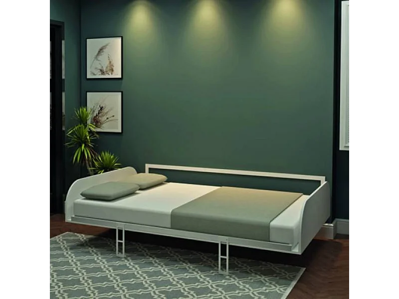 Letto matrimoniale a scomparsa Simple con apertura orizzontale bianco