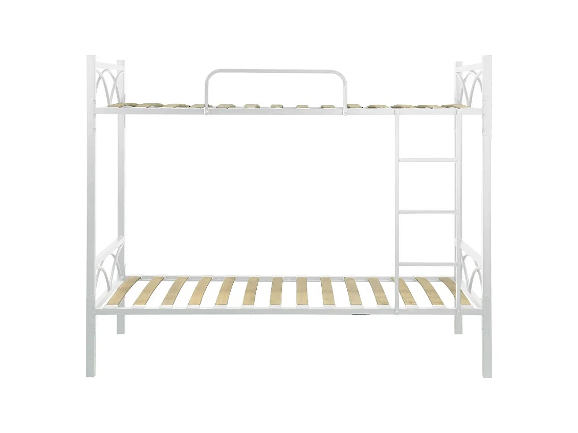 Letto a castello in metallo bianco con reti incluse Wind 80x198x161H