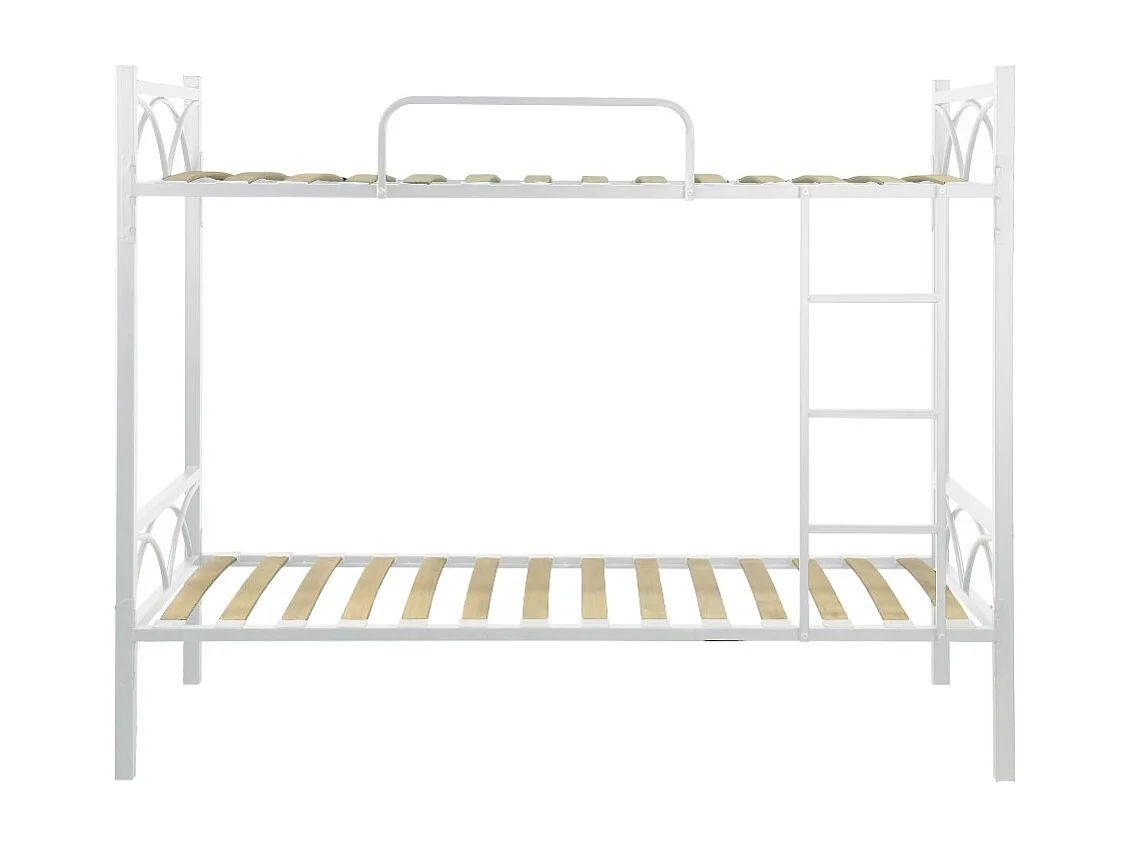 Letto a castello in metallo bianco con reti incluse Wind 80x198x161H