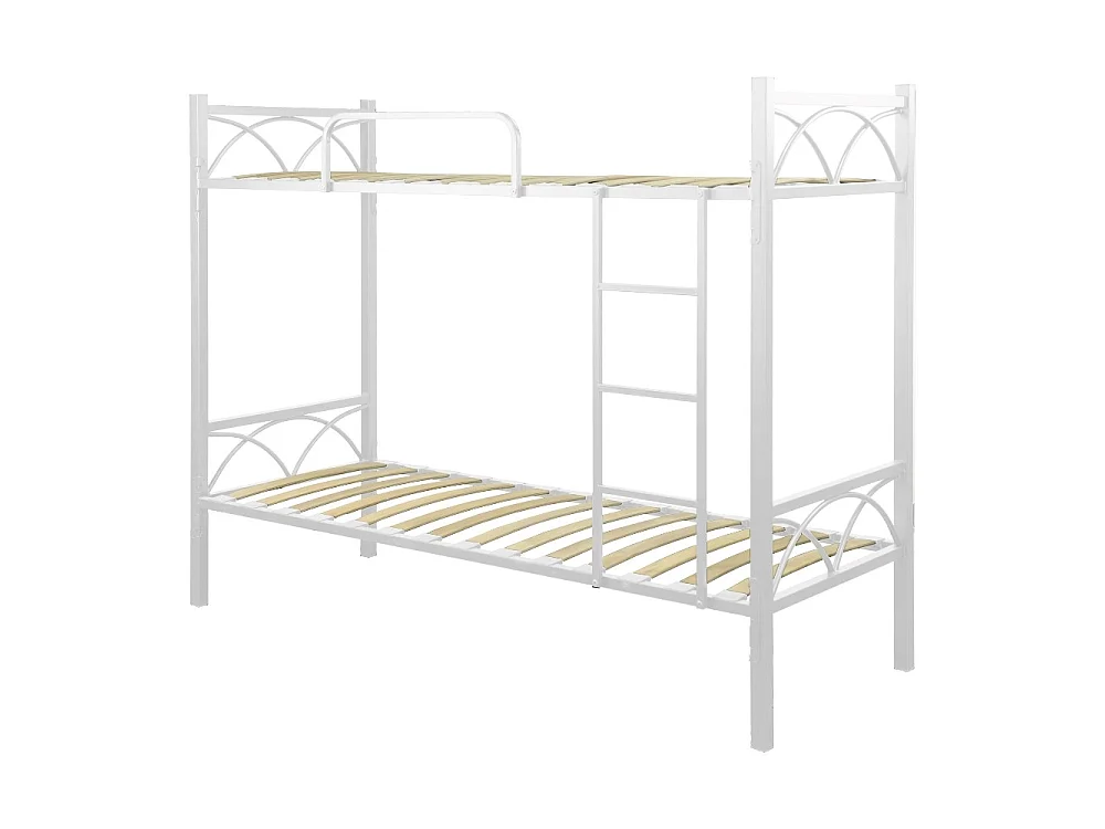 Letto a castello in metallo bianco con reti incluse Wind 80x198x161H
