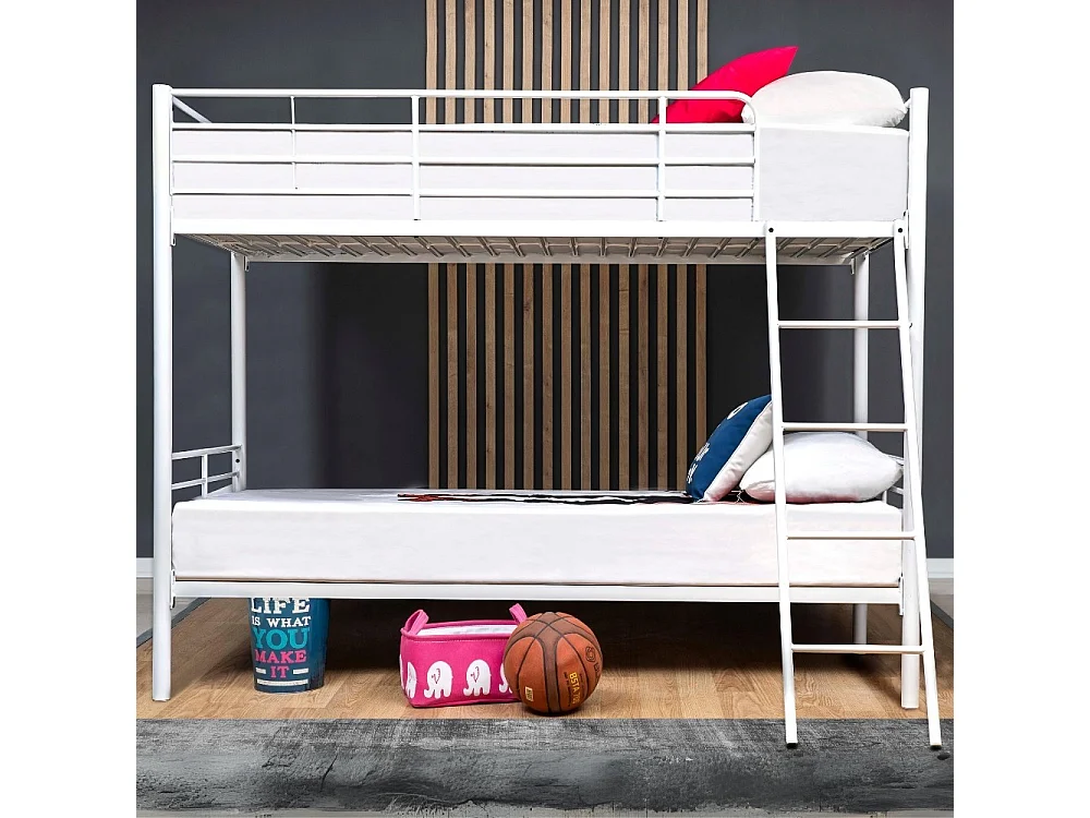 Letto a castello in metallo Monza colore bianco 199x86.5x159.5