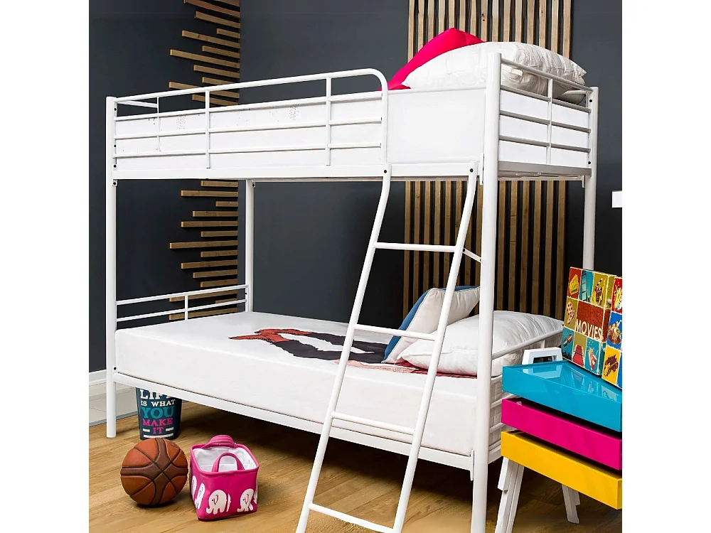 Letto a castello in metallo Monza colore bianco 199x86.5x159.5