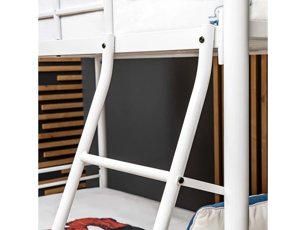 Letto a castello in metallo Monza colore bianco 199x86.5x159.5