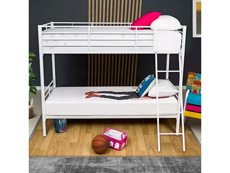 Letto a castello in metallo Monza colore bianco 199x86.5x159.5