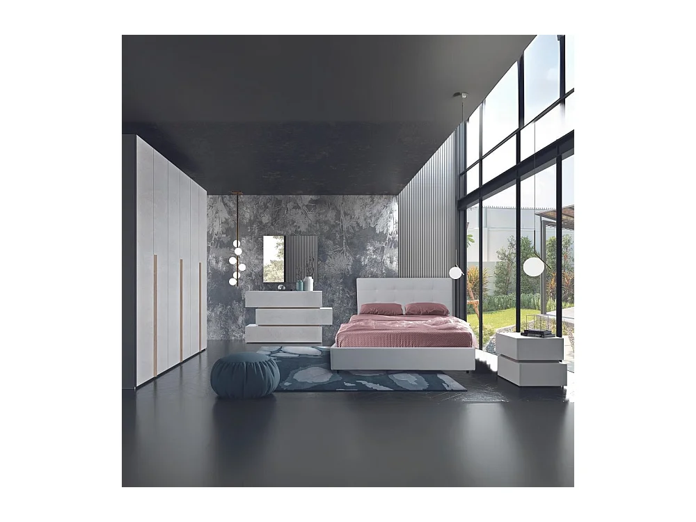 Camera da letto bianco portland con letto contenitore Mena