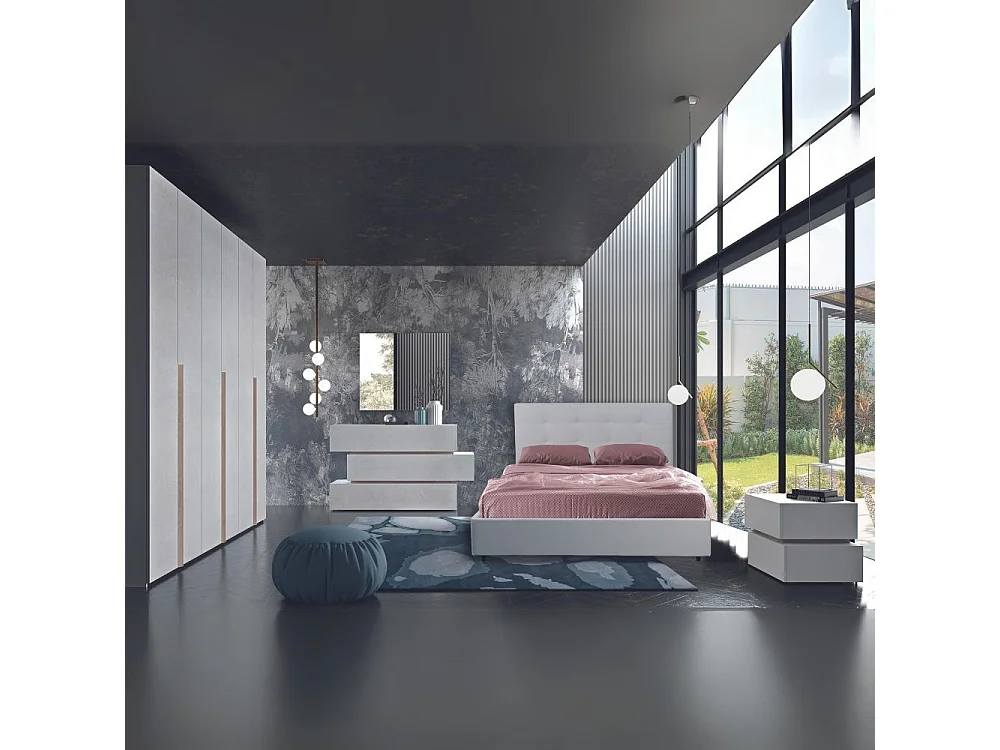 Camera da letto bianco portland con letto contenitore Mena