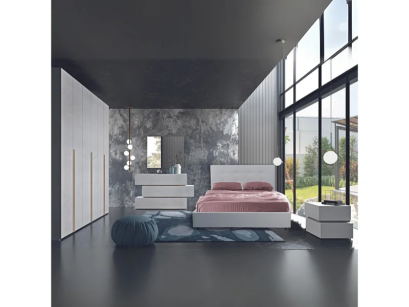 Camera da letto bianco portland con letto contenitore Mena