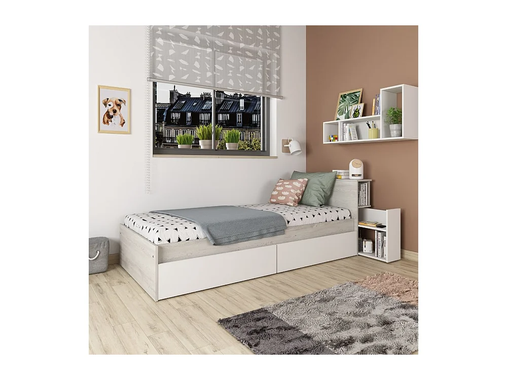 Letto vintage con comodino estraibile 1666 colore bianco