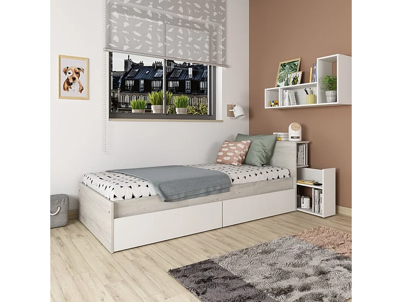 Letto vintage con comodino estraibile 1666 colore bianco