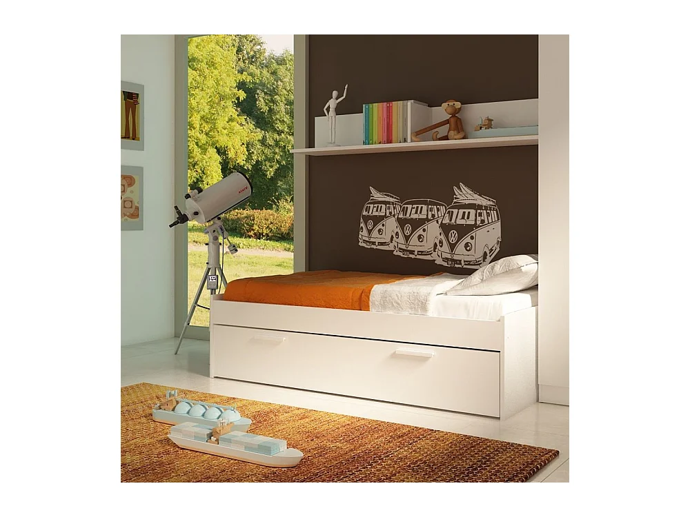 Letto singolo con cassettone estraibile 1004 Blanco