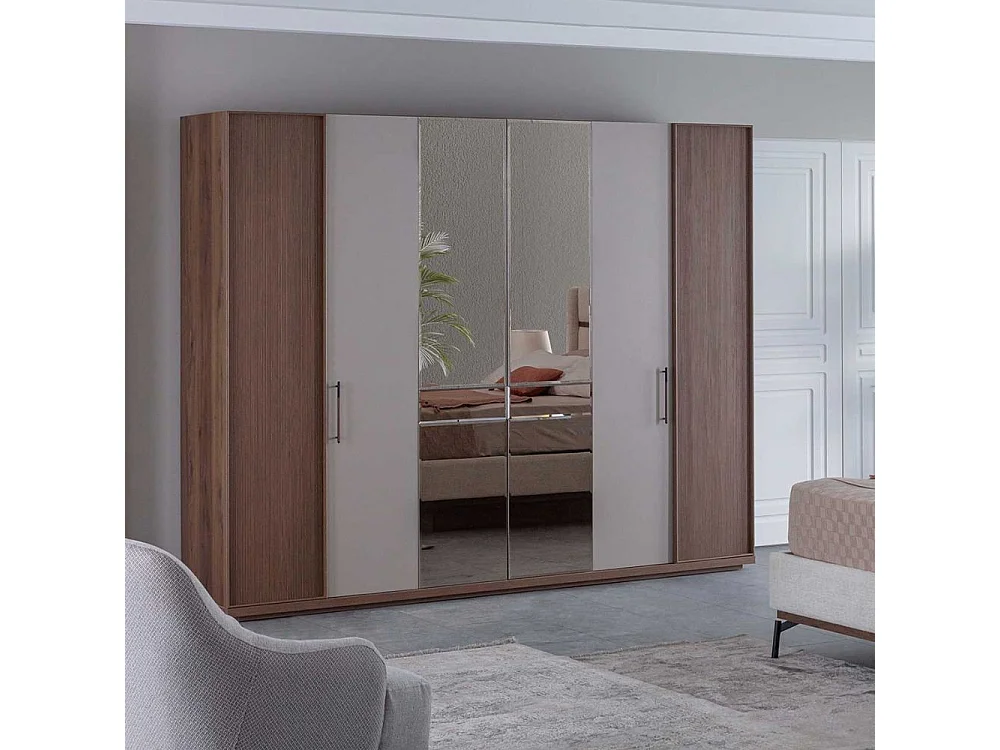 Camera da letto con letto contenitore e armadio con specchi Vega