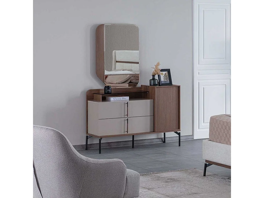 Camera da letto con letto contenitore e armadio con specchi Vega