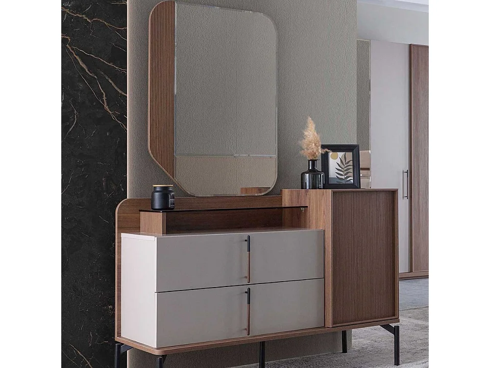 Camera da letto con letto contenitore e armadio con specchi Vega