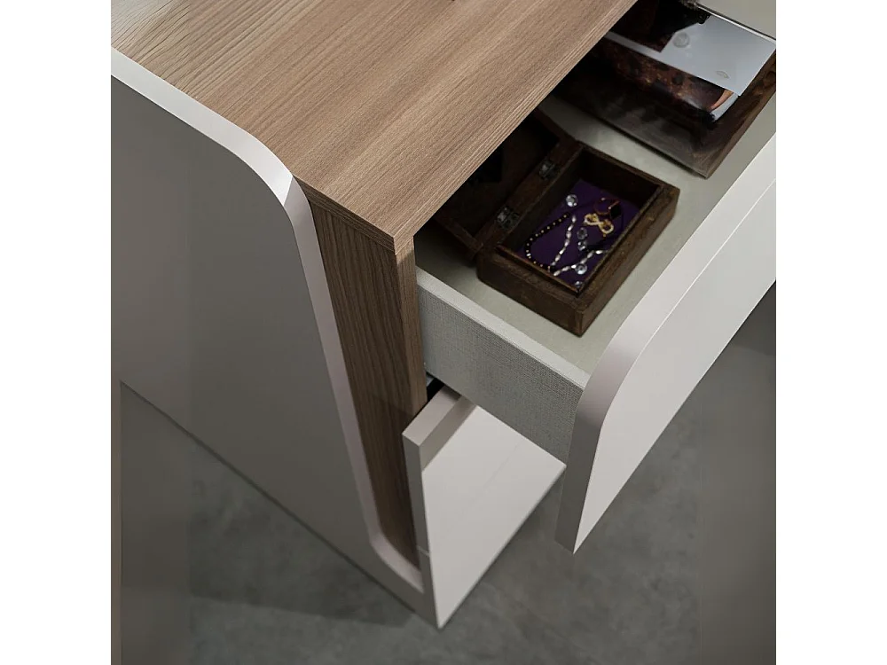 Camera da letto cashmere olmo biscotto armadio 6 ante con specchi e letto contenitore Loana