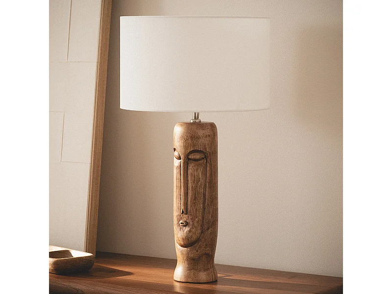 Lampada da Tavolo Legno Totem ILUZZIA Bianco