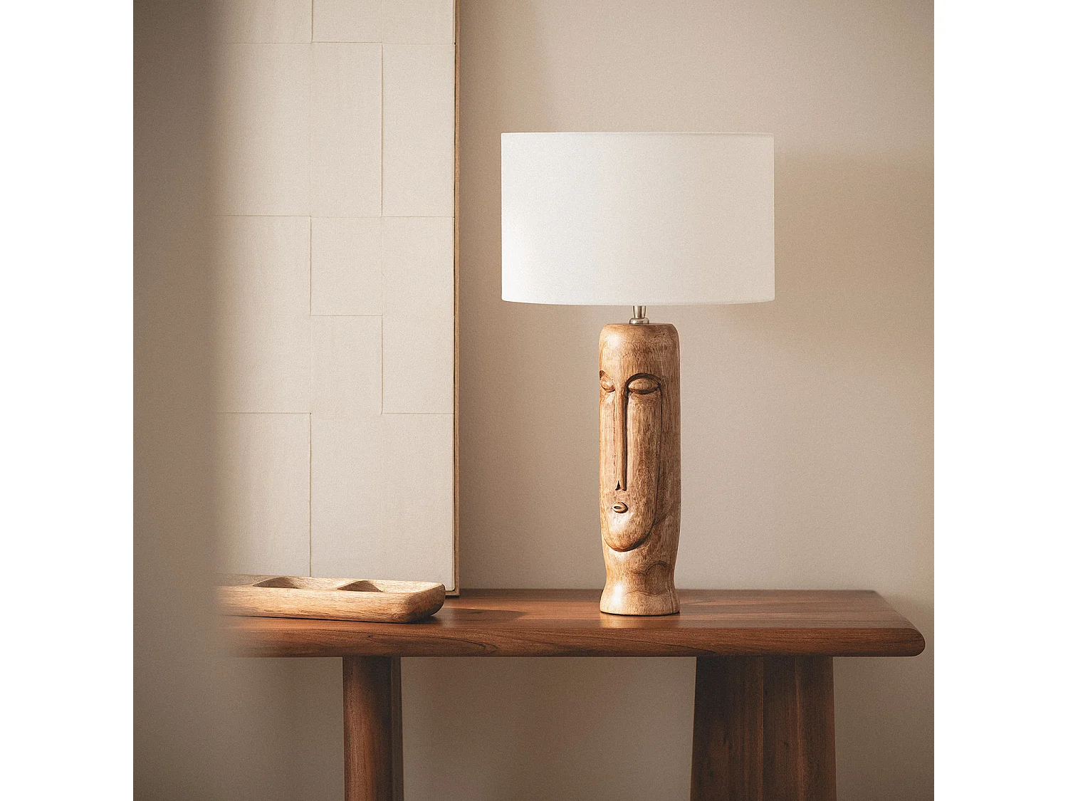 Lampe à Poser Bois Totem ILUZZIA Blanc