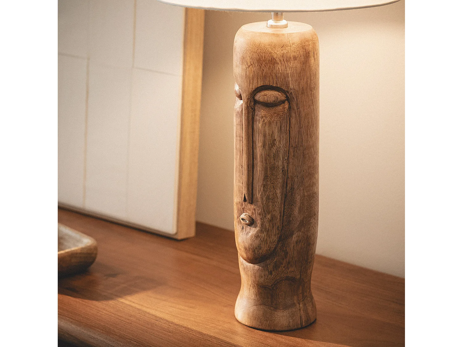 Lampe à Poser Bois Totem ILUZZIA Blanc
