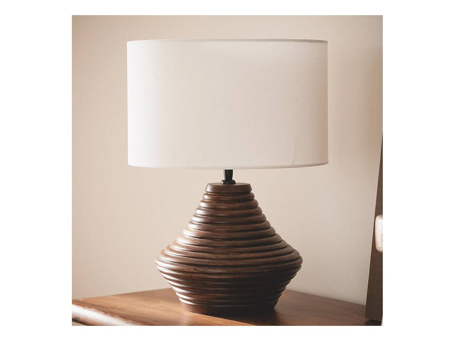 Lampe à Poser Bois Akriti ILUZZIA Blanc