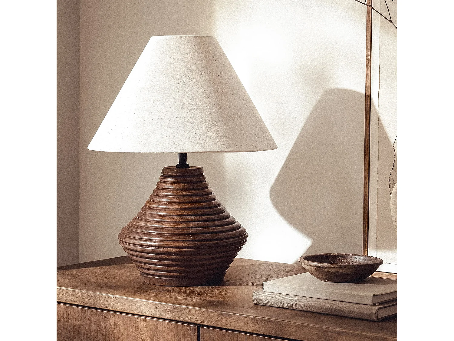 Lampe à Poser Bois Akriti ILUZZIA Beige