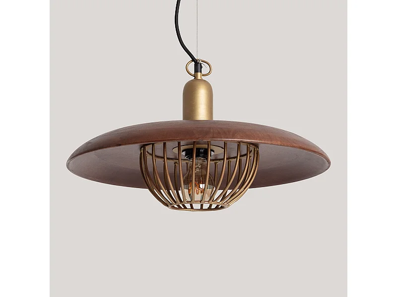 Lámpara Colgante Metal y Madera Alika ILUZZIA Dorado
