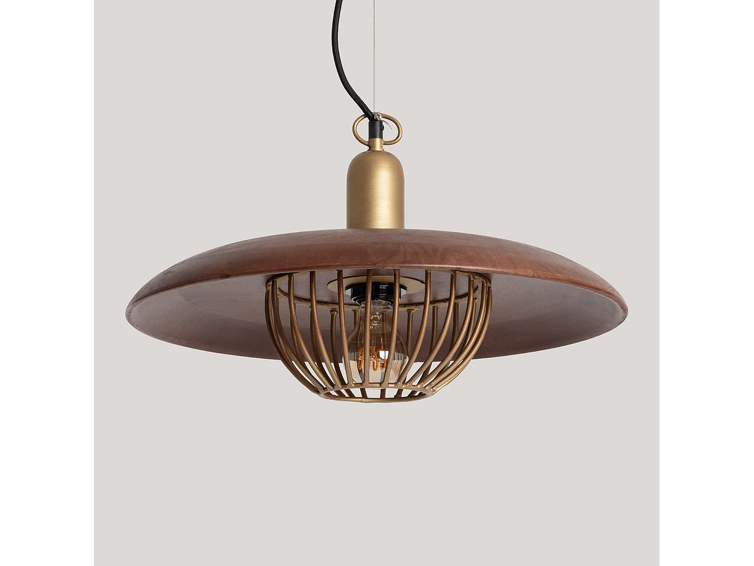 Lampada a Sospensione Metallo e Legno Alika ILUZZIA Oro