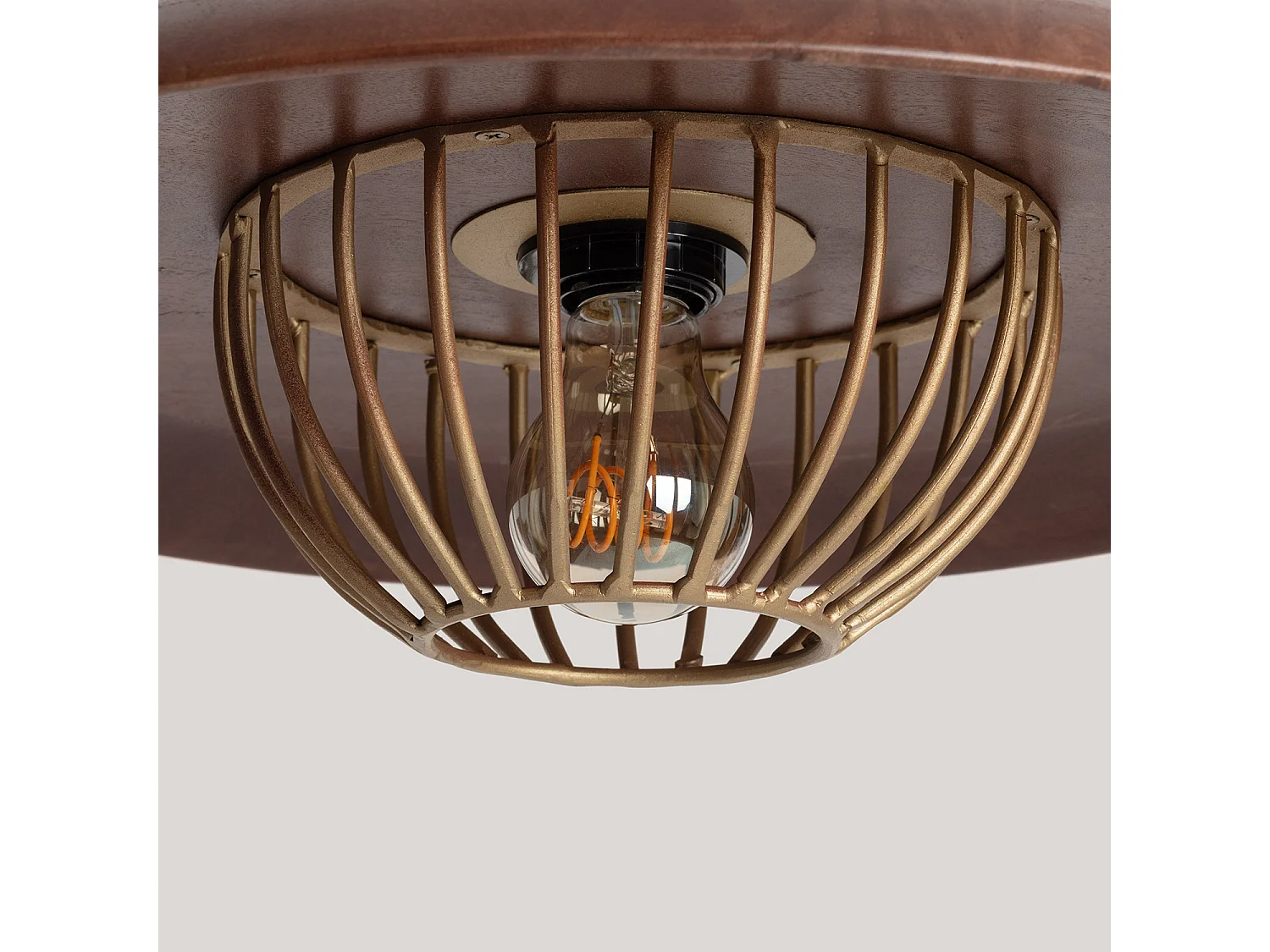 Lampada a Sospensione Metallo e Legno Alika ILUZZIA Oro