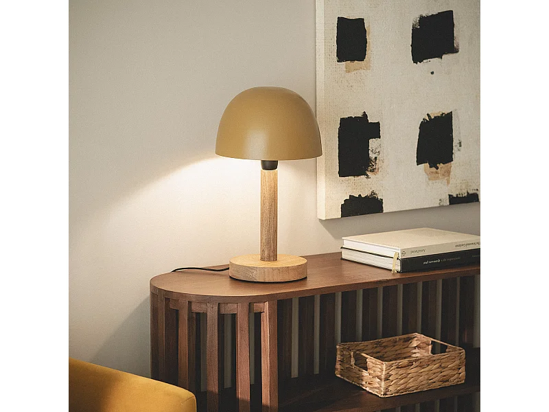 Lámpara de Mesa Metal y Madera Mallavi Amarillo