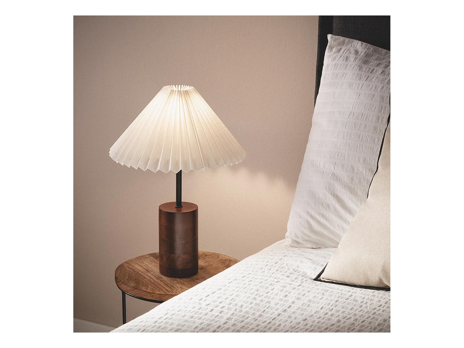 Lámpara de Mesa Madera Leonessa ILUZZIA Blanco Roto