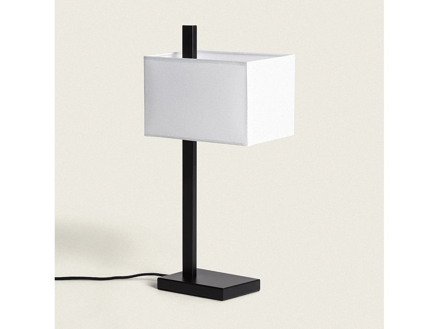 Lampe à Poser Métal et Tissu avec Port USB et Interrupteur Tactile Malena Noir