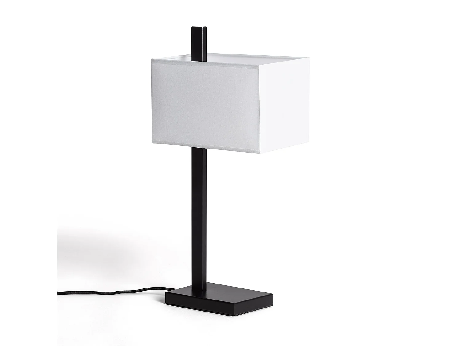 Lampe à Poser Métal et Tissu avec Port USB et Interrupteur Tactile Malena Noir