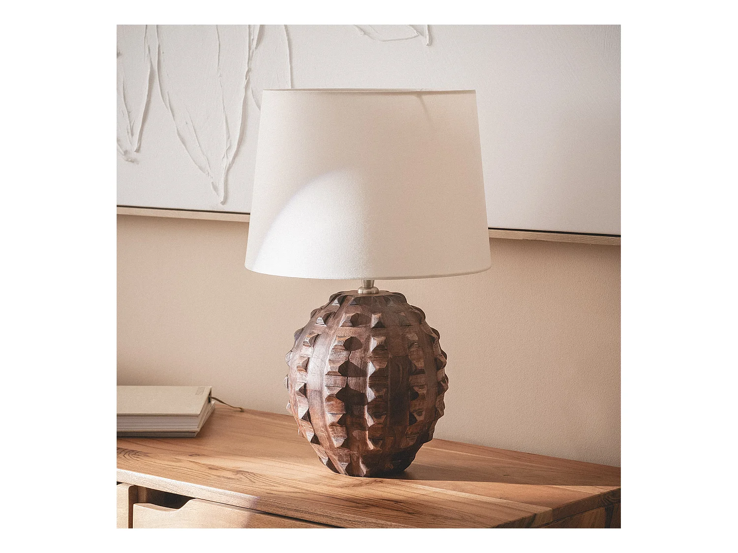 Lámpara de Mesa Madera Samesh II ILUZZIA Blanco