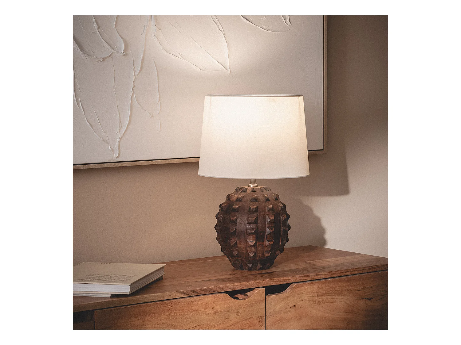 Lámpara de Mesa Madera Samesh II ILUZZIA Blanco