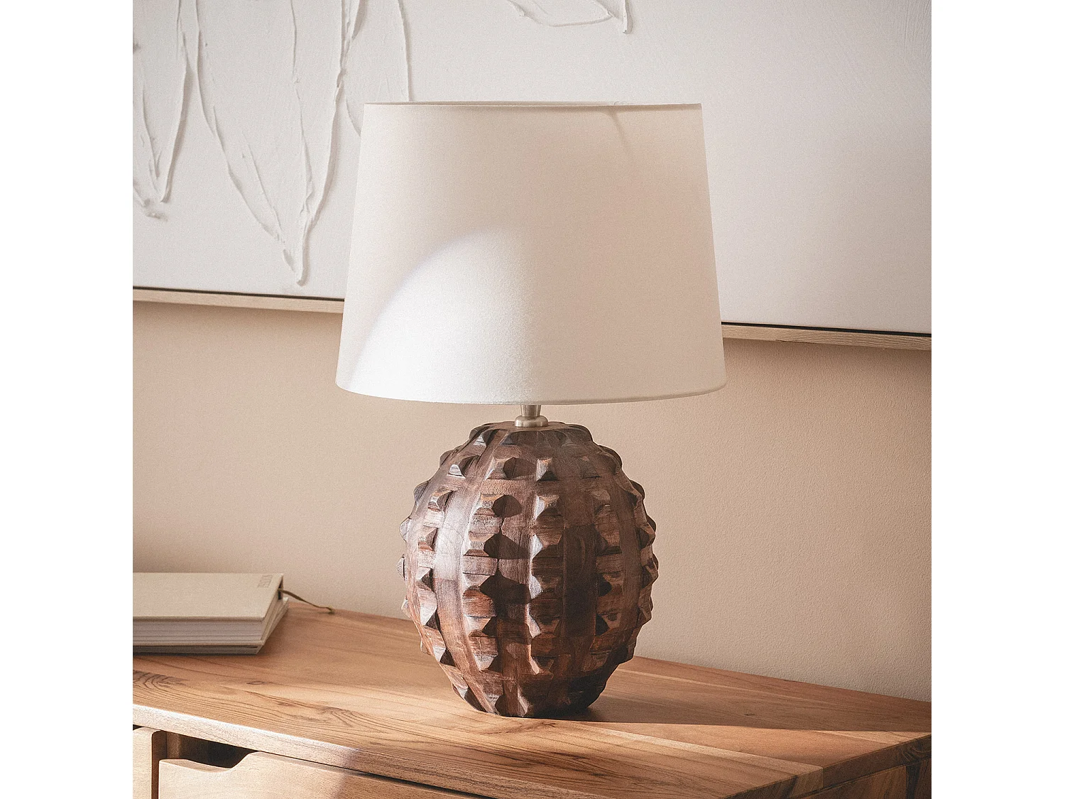 Lampe à Poser Bois Samesh II ILUZZIA Blanc