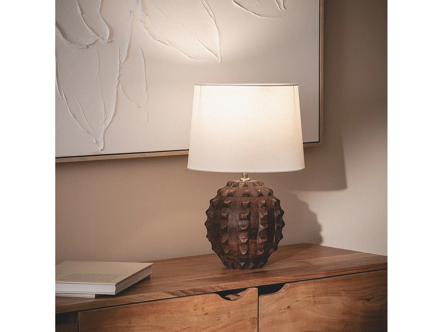 Lampe à Poser Bois Samesh II ILUZZIA Blanc