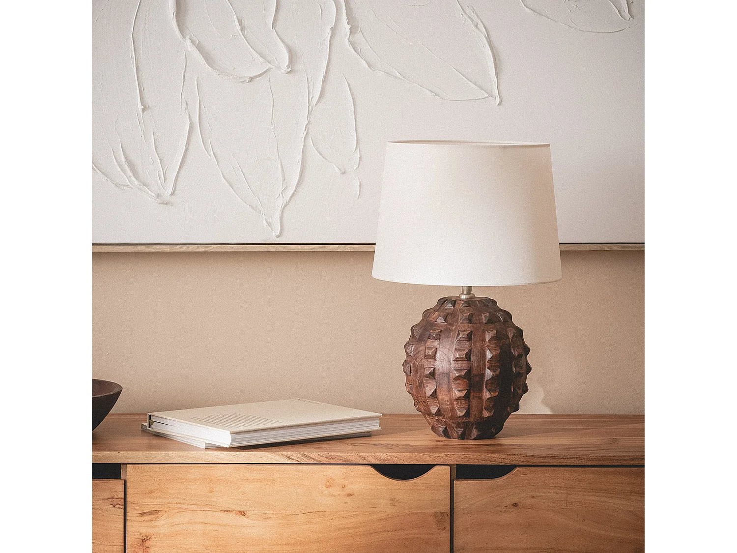 Lampe à Poser Bois Samesh II ILUZZIA Blanc