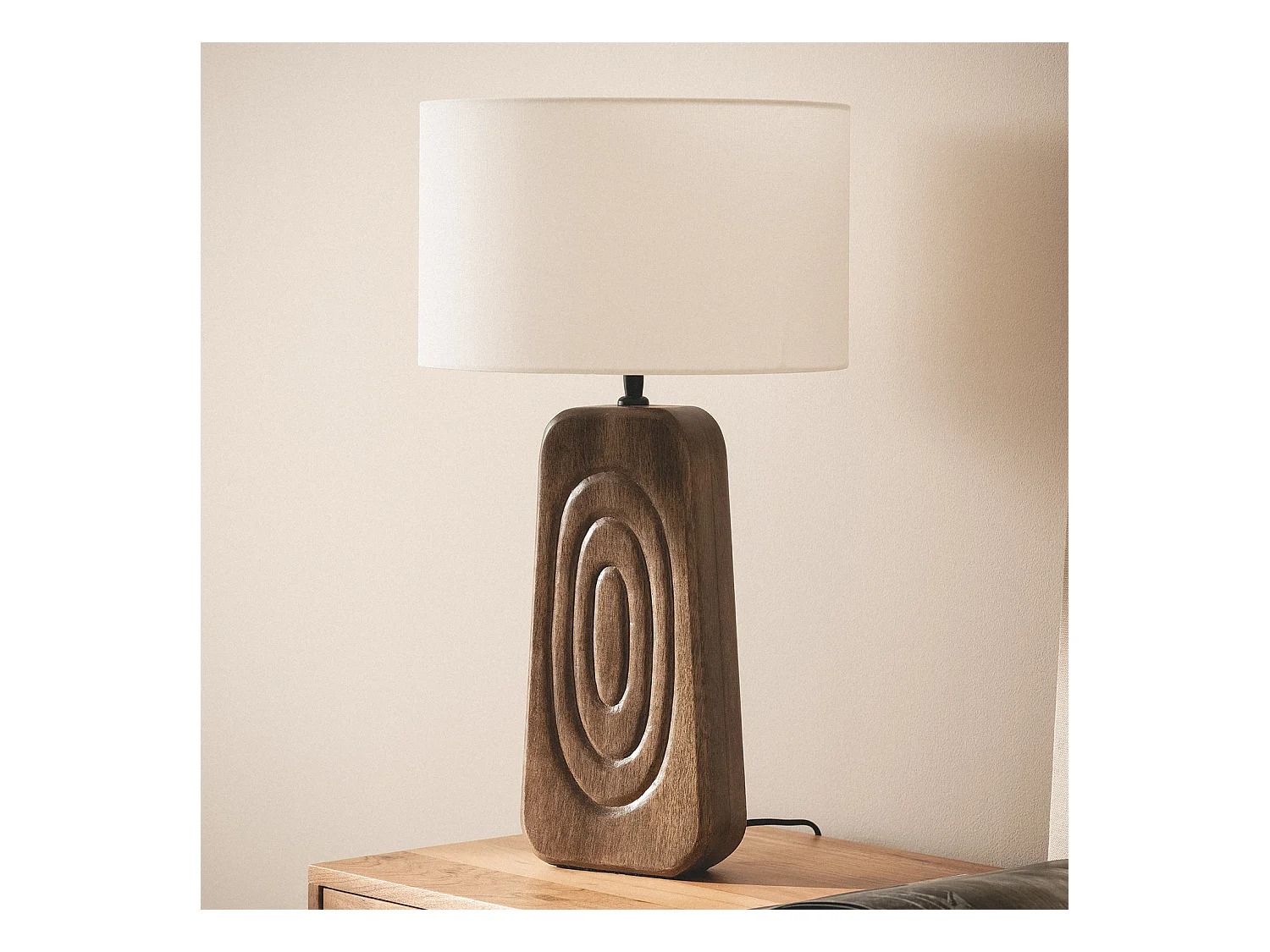 Lampe à Poser Bois Ishana ILUZZIA Blanc