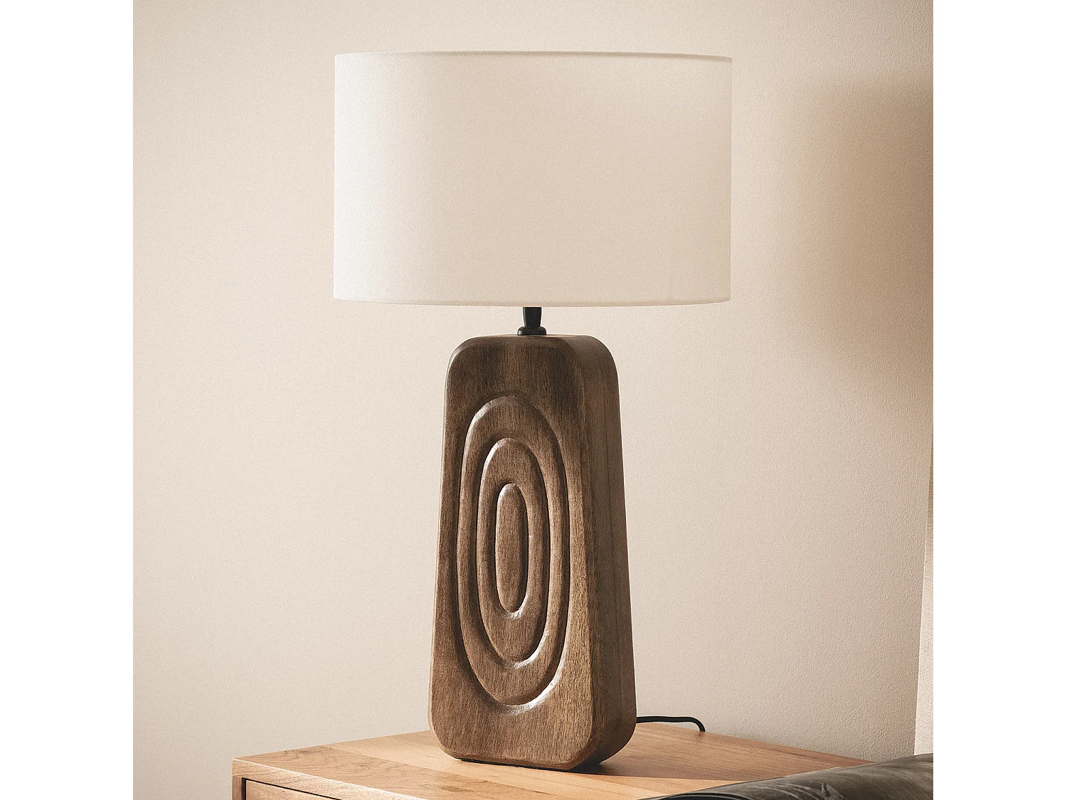 Lampada da Tavolo Legno Ishana ILUZZIA Bianco